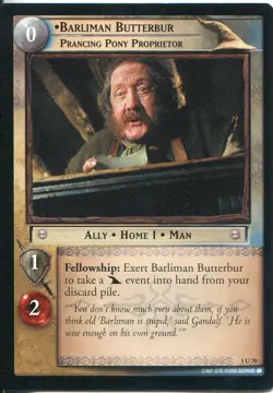 Lord Of The Rings CCG FotR Card 1.U70 Barliman Butterbur Prancing Pony Prop. - Image 1