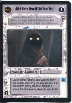 Star Wars CCG Jabbas Palace Card Rkik Dnec Hero Of The Dune Sea - Image 1
