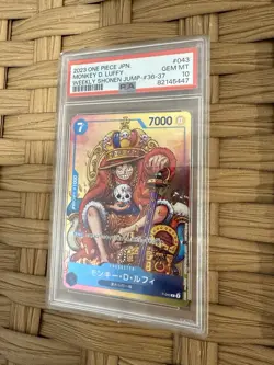 PSA10 One Piece Card Game Japanese Monkey D. Luffy Weekly Shonen Jump P-043 P - Image 1