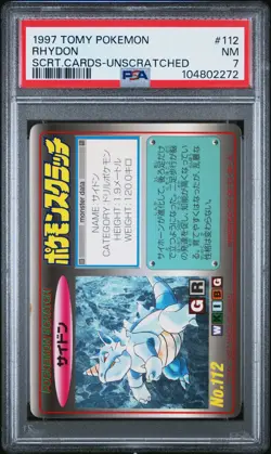 PSA 7 Rhydon 112 Scrt.Cards-Unscratched Pokemon 1997 Tomy Pokemon Scratch Cards - Image 1