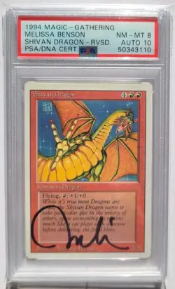 MTG Shivan Dragon SIGNED by Melissa Benson PSA 8 NM-MT Auto 10 Revised 1994 RARE - Image 1