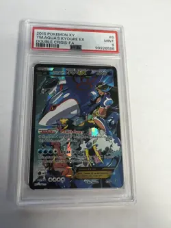2015 POKEMON XY DOUBLE CRISIS #6 FULL ART/TEAM AQUA'S KYOGRE EX PSA 9 - Image 1