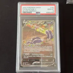 2022 POKEMON SWORD & SHIELD SILVER TEMPEST #181 FULL ART/SKUNTANK V PSA 10 - Image 2