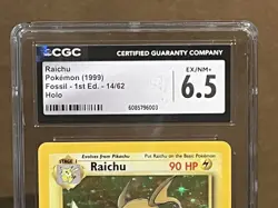 1999 Pokemon Fossil Raichu Holo #14 1st Ed CGC 6.5 - Image 2