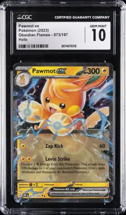 2023 POKEMON OBSIDIAN FLAMES HOLO #073 PAWMOT EX CGC 10 GEM MINT - Image 1