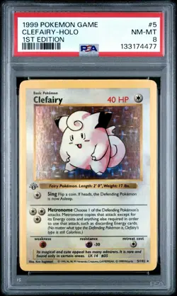 1999 Pokemon Clefairy Base Set Shadowless 1st Edition Holo PSA 8 [5/102] - Image 4
