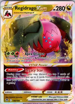 Regidrago VSTAR 136/195 SWSH12: Silver Tempest Pokemon TCG NM - Image 1