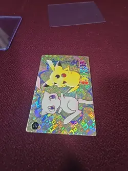 Pokemon Pocket Monsters Vending Prism Holo Sticker #215 Mew Pikachu RARE MINT!! - Image 1