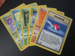 6 CARD LOT 1ST EDITION JUNGLE POKEMON NON HOLO NIDORAN POKE BALL + NEV PLYD NM - Image 1