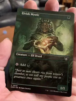 MTG Elvish Mystic (Borderless) [Commander Masters, Near Mint] - Image 1