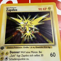 Pokemon TCG Zapdos 16/102 Base Set 1st Edition Holo German- NM - Image 2