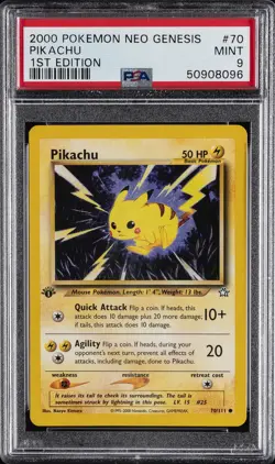 2000 POKEMON NEO GENESIS 1ST ED #70 PIKACHU PSA 9 - Image 1