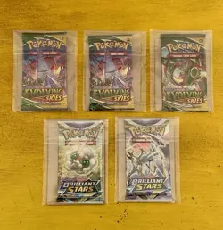 Pokemon Evolving Skies (3) & Brilliant Stars (2) Booster Packs NEW SEALED - Image 1