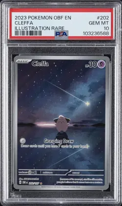 2023 POKEMON OBF EN-OBSIDIAN FLAMES ILLUSTRATION RARE #202 CLEFFA PSA 10 - Image 1