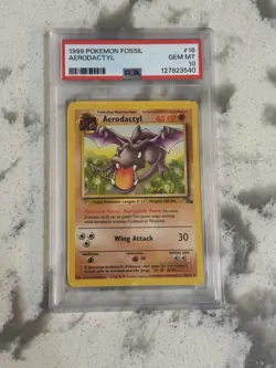 1999 POKEMON FOSSIL AERODACTYL PSA 10 Mint Vintage 90s Perfect Non Holo - Image 1