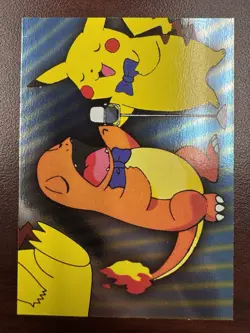 Charmander & Pikachu Singing P06 of 6 Holo Pokemon Topps Series 3 Puzzle Card - Image 1