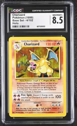 CGC 8.5 Charizard 1999 Base Set 4/102 Holo Pokemon Card - Image 1