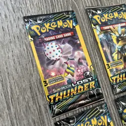 Pokemon: Sun & Moon Lost Thunder 3-Card Booster Packs Art Set (4 Packs)- SEALED - Image 2