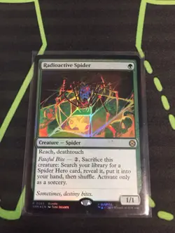 MTG Magic The Gathering Radioactive Spider Foil SPM Rare Promo Green - Image 1