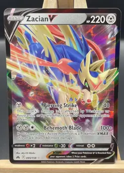 Pokemon Karte TCG Zacian V 095/159 Zenit der Konige Holo Rare NM Englisch - Image 1