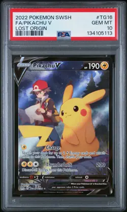 2022 POKEMON SWORD & SHIELD LOST ORIGIN #TG16 FULL ART/PIKACHU V PSA 10 - Image 1