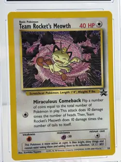 Team Rocket's Meowth 18/53 Wotc Black Star Promo Pokemon CGG 10 **GEM MINT** - Image 2