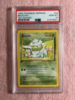 1999 Pokemon GERMAN 1st Edition Base Set Bisasam-Bulbasaur 44/102 PSA 10 GEM - Image 1