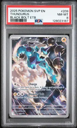 2025 POKEMON SVP EN-SV BLACK STAR PROMO #209 THUNDURUS PSA 8 - Image 1