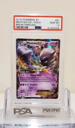 2015 Pokemon XY Mewtwo EX Holo #61/162 Breakthrough PSA 10 GEM MINT - Image 1