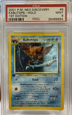 PSA 9 MINT 2001 POKEMON NEO DISCOVERY #6 KABUTOPS-HOLO 1ST EDITION VINTAGE - Image 1