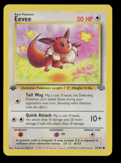 Eevee 51/64 1st Edition Jungle Common Pokemon Card WOTC E2 - Image 1