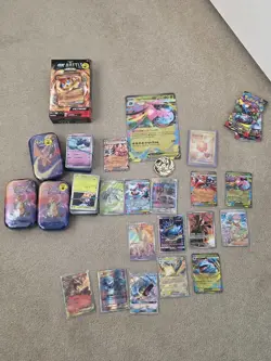 Pokemon Cards Job Lot - 3 Sealed Tins + Battle Deck + Hits & Bulk (UK) ✅ - Image 1