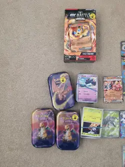 Pokemon Cards Job Lot - 3 Sealed Tins + Battle Deck + Hits & Bulk (UK) ✅ - Image 3