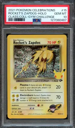 PM - 2021 - POKEMON CELEBRATIONS - #15 - ROCKET'S ZAPDOS - PSA 10 (GEM MINT) - Image 1