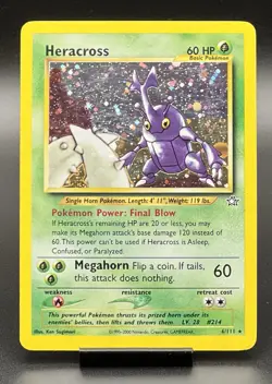 2000 WOTC Pokemon Heracross 6/111 Holo Rare Neo Genesis Vintage Unlimited TCG LP - Image 1