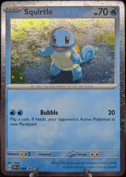 Squirtle SVP 048 Holo Black Star Promo Double Swirl Pokemon 151 NM-M - Image 1