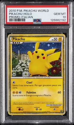 2010 POKEMON WORLD COLL ITALIAN-DO NOT USE PIKACHU-HOLO PSA 10 - Image 1