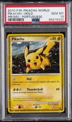 2010 POKEMON WORLD COLL PORTUGUESE-DO NOT USE PIKACHU-HOLO PSA 10 - Image 1