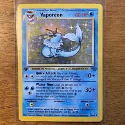Vaporeon Holo FIRST EDITION 12/64 Jungle Set Rare Vintage Pokemon TCG Ungraded - Image 1