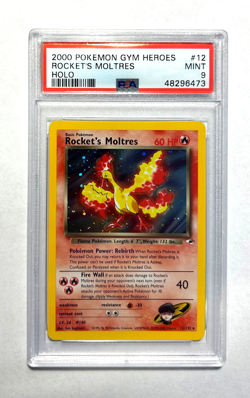 Pokemon GYM HEROES - ROCKET'S MOLTRES - HOLO - 12/132 - PSA 9 - Image 1