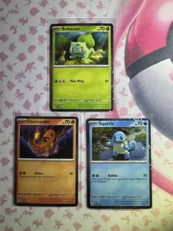 Pokemon 151 Cosmos Holo 3 Card Lot HD Swirl Bulbasaur Charmander Squirtle Promo - Image 3