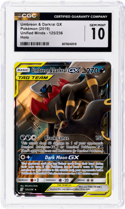 2019 Pokemon Sun and Moon Unified Minds Darkrai/Umbreon Gx #125 CGC 10 - Image 1