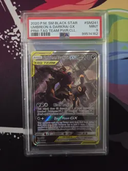 2020 POKEMON SM BLACK STAR PROMO TAG TEAM POWERS COLL UMBREON & DARKRAI GX PSA 9 - Image 1