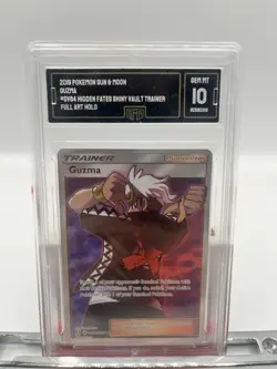 2019 POKEMON SUN & MOON, GUZMA #SV84 HIDDEN FATES SHINY VAULT TRAINER FULL ART - Image 1