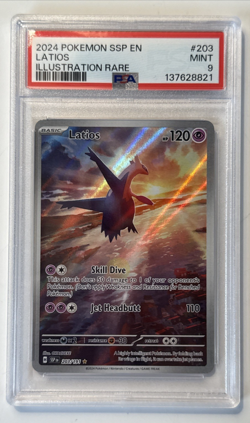 2024 POKEMON SSP EN-SURGING SPARKS ILLUSTRATION RARE #203 LATIOS PSA 9 - Image 1