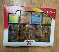Pokemon Scarlet & Violet - 151 (5-Pack) Mini Tins w/ 4 Promos Costco Bundle. - Image 1