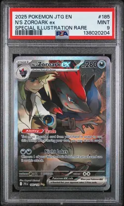 2025 POKEMON JTG EN-JOURNEY TOGETHER #185 N'S ZOROARK EX PSA 9 - Image 1