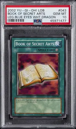 2002 YU-GI-OH! LOB-LEGEND OF BLUE EYES WHITE DRAGON BOOK OF SECRET ARTS PSA 10 - Image 1