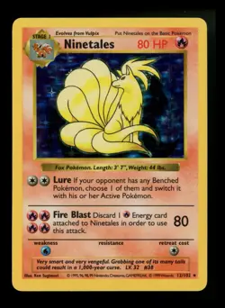 Ninetales 12/102 SHADOWLESS Base Set 1999 Holo Rare WOTC Pokemon Card TCG - Image 1
