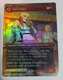 Gwen Stacy (0202) (Borderless) Marvel's Spider-Man Foil MTG NM - Image 1